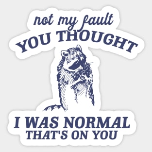 Not My Fault You Thought I Was Normal That's On You, Funny Sarcastic Racoon Hand Drawn Sticker